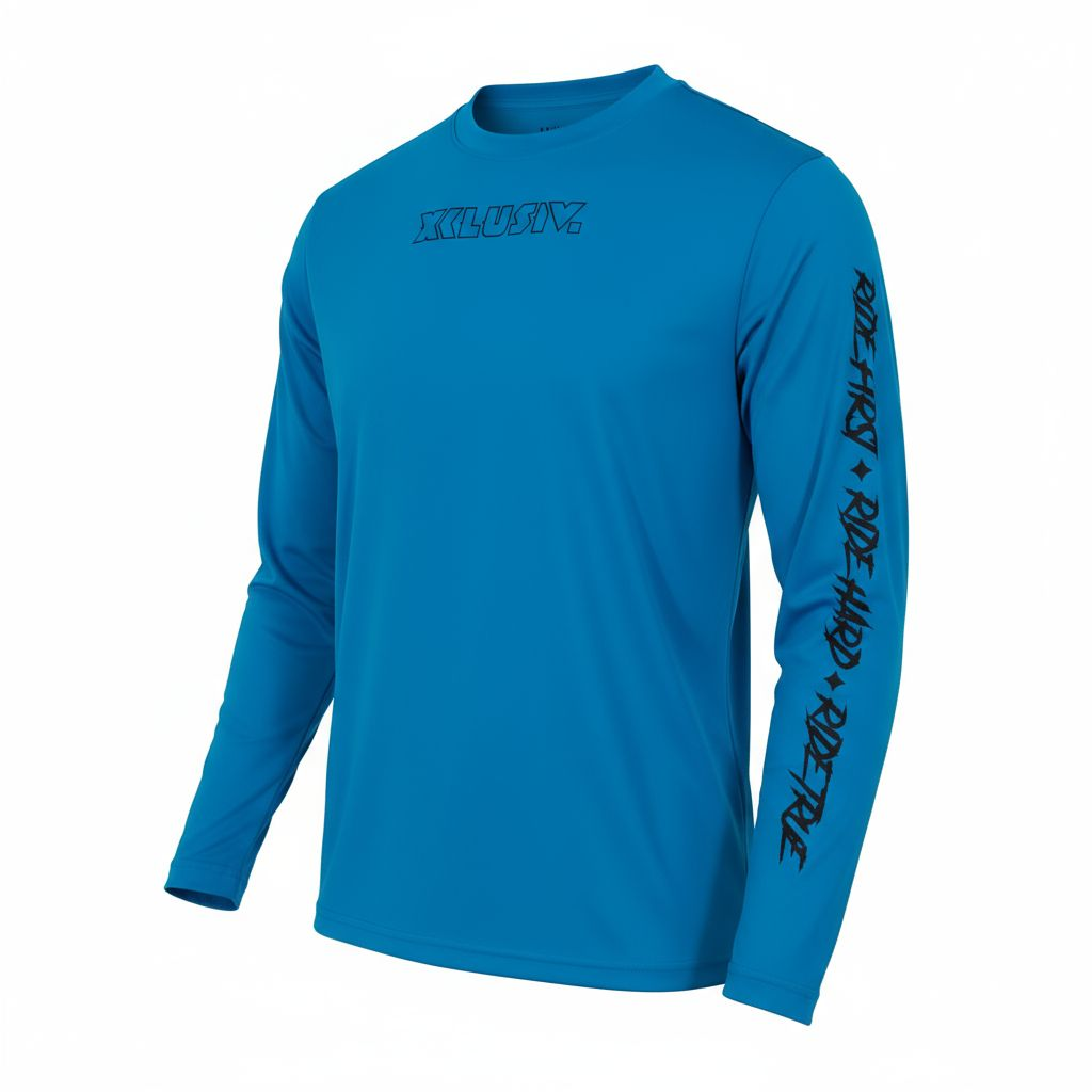 Cyan Long Sleeve Riding Jersey